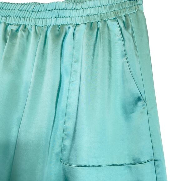 Forever 21 Satin Cargo Pants Womens M Mint Green Blue Utility Wide Leg Hipster - Picture 3 of 13